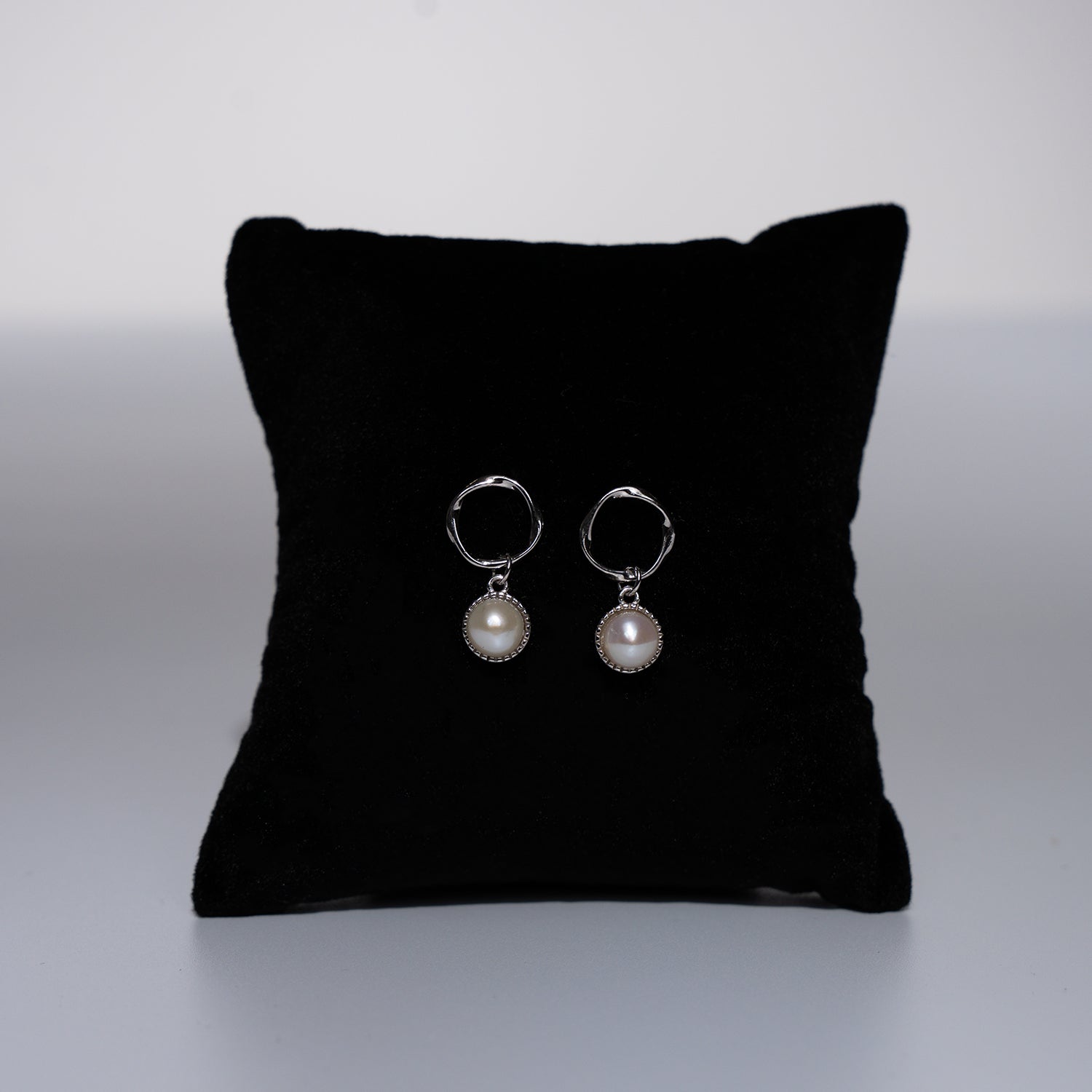 Boucles d'Oreilles "Perles Halo" Argent